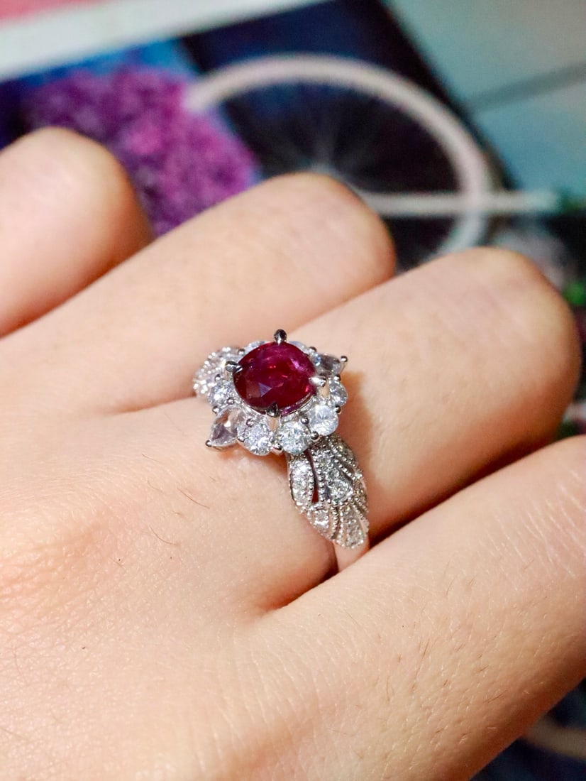 Platinum Natural Ruby Ring - 2