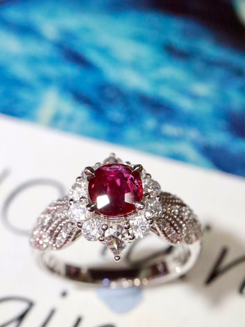 Platinum Natural Ruby Ring - 4