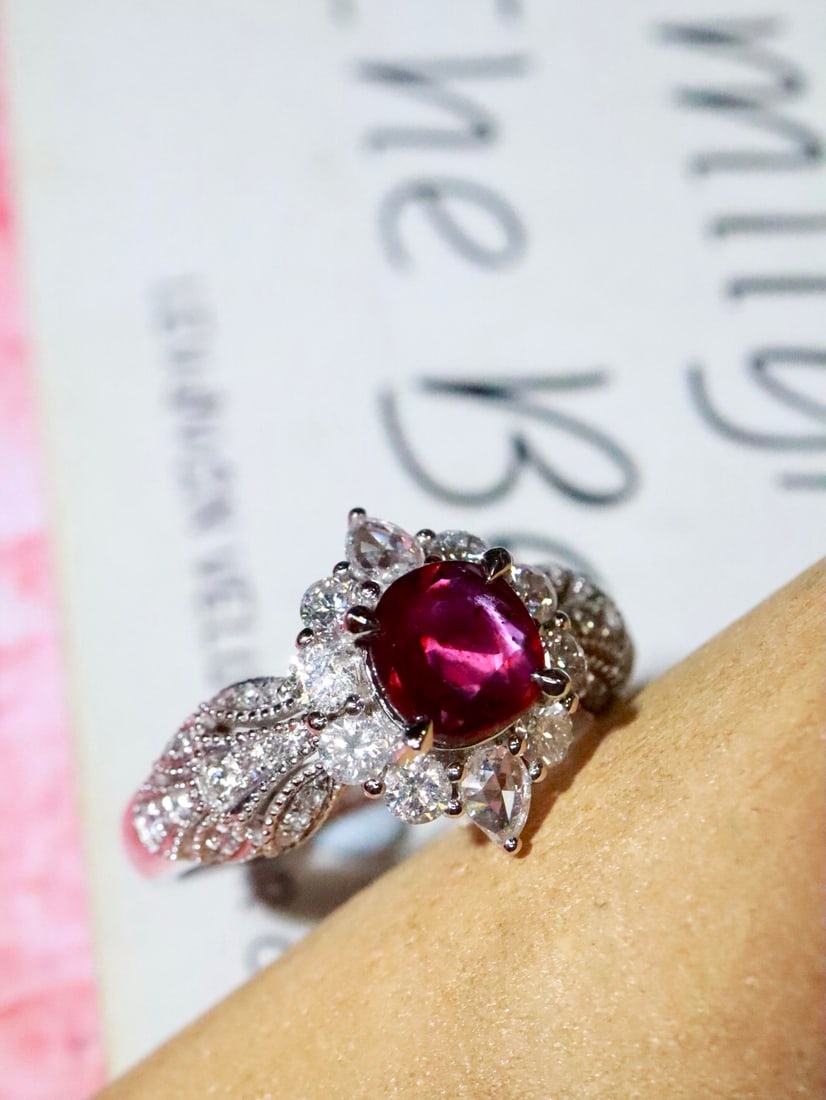 Platinum Natural Ruby Ring - 5