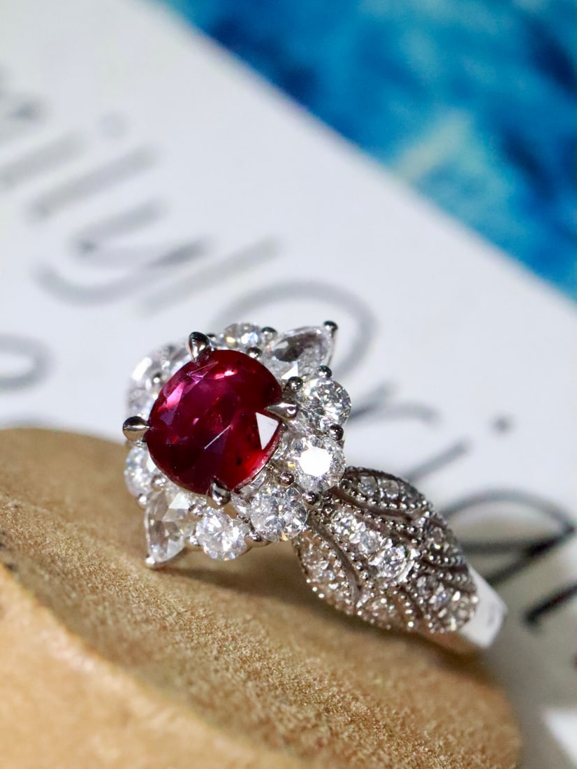 Platinum Natural Ruby Ring - 6