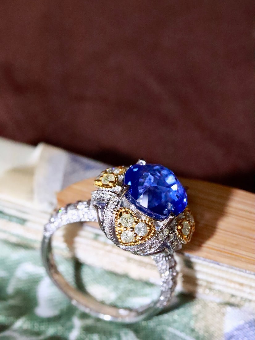 18K Natural Sapphire Ring - 4