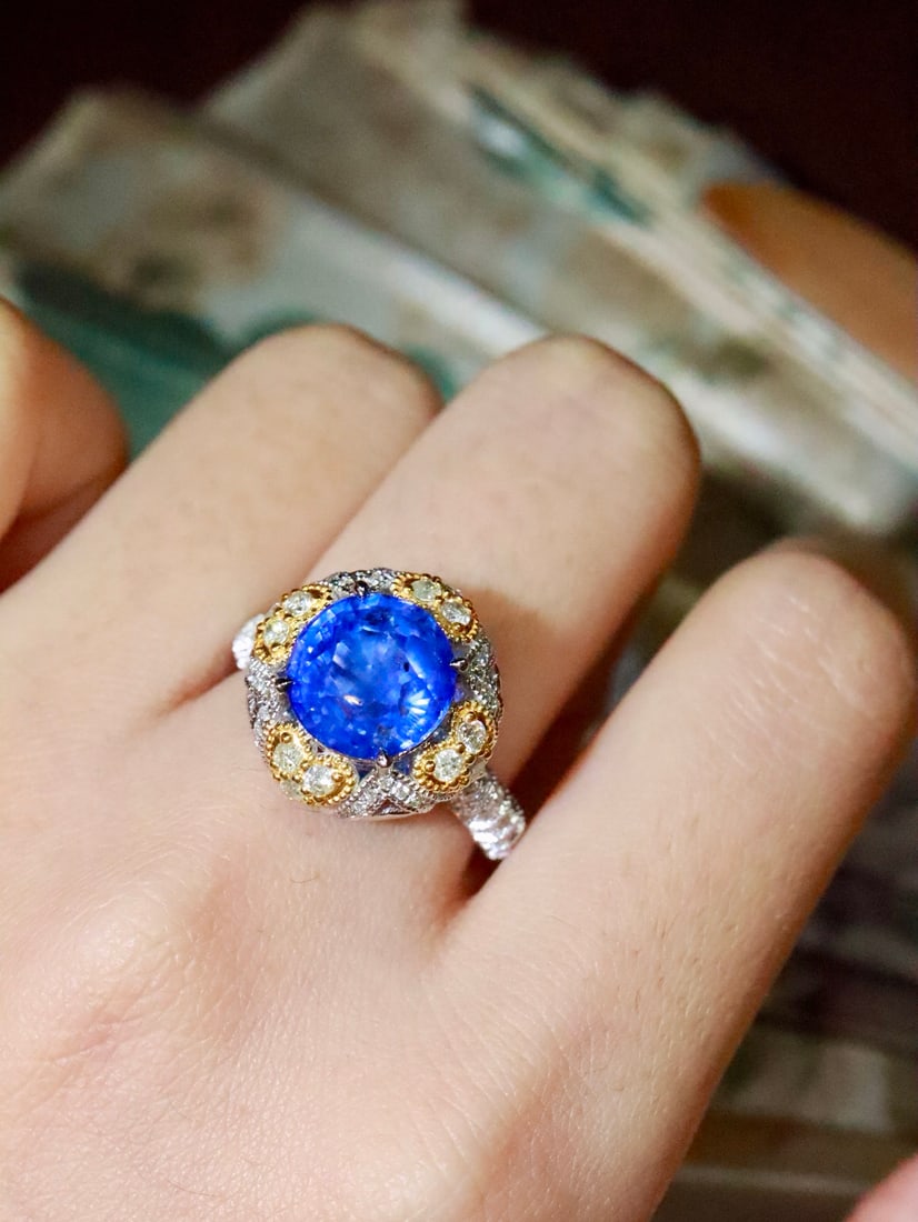 18K Natural Sapphire Ring - 6