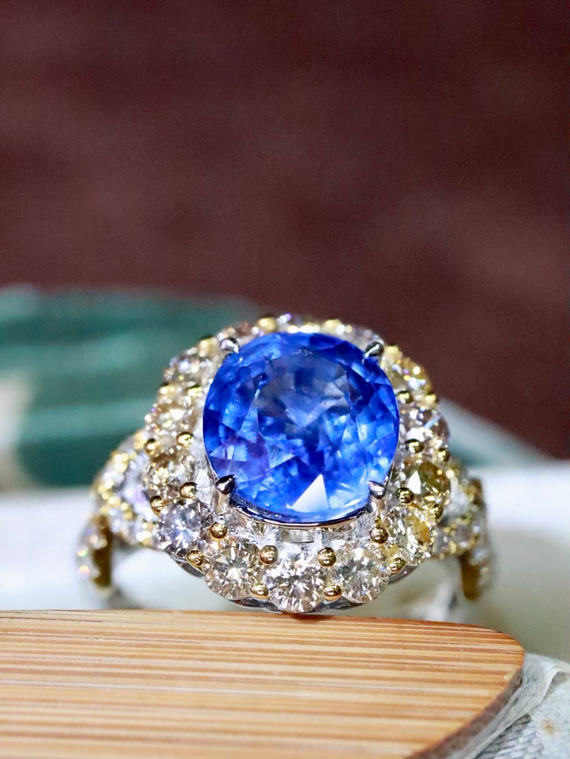 18K Natural Cornflower Blue Sapphire Ring - 2