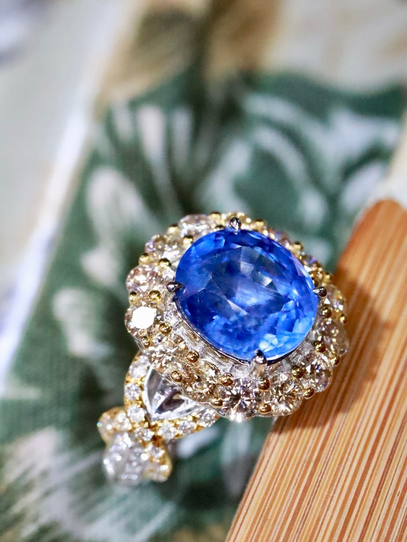18K Natural Cornflower Blue Sapphire Ring - 4