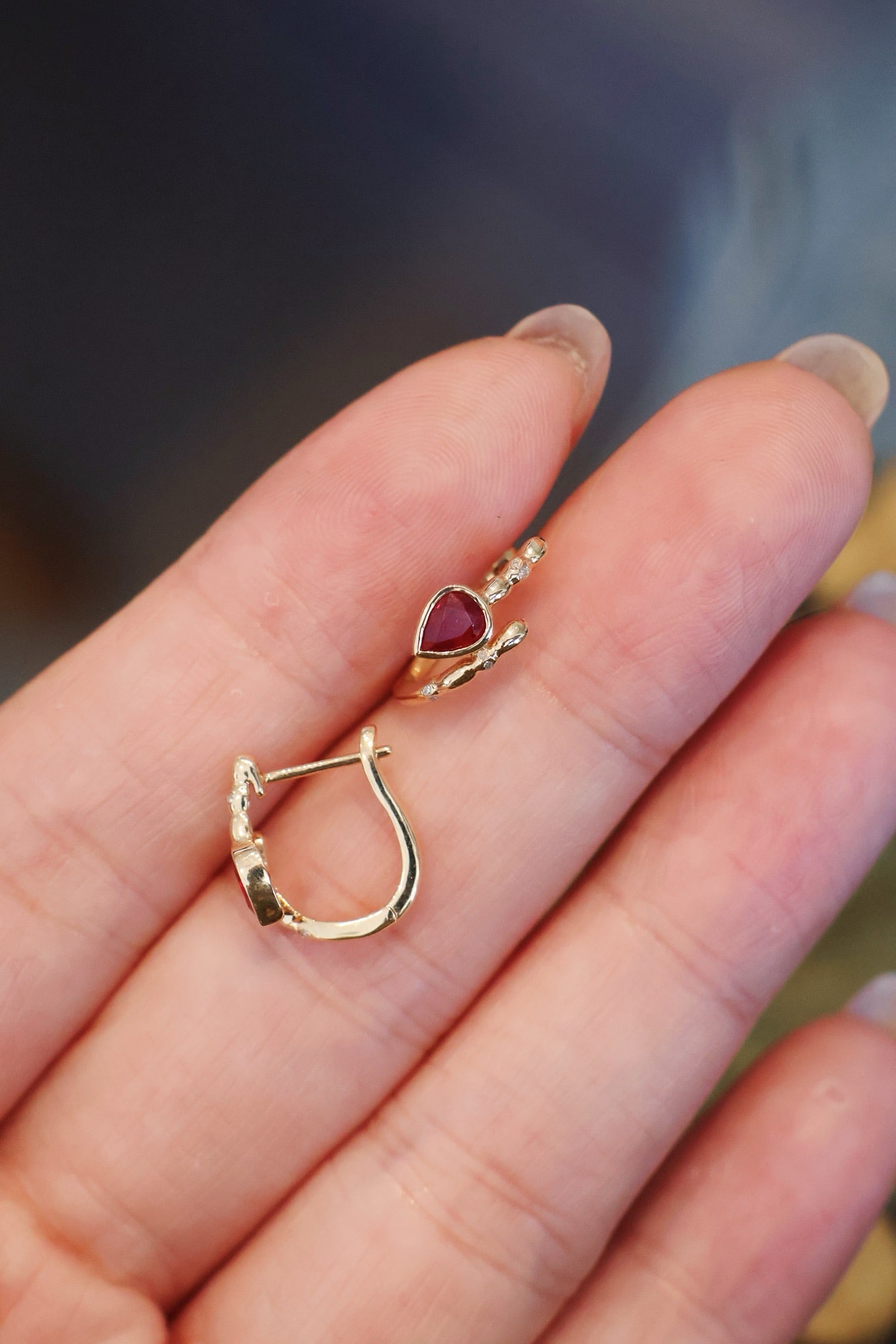 18K Natural Ruby Earrings - 4