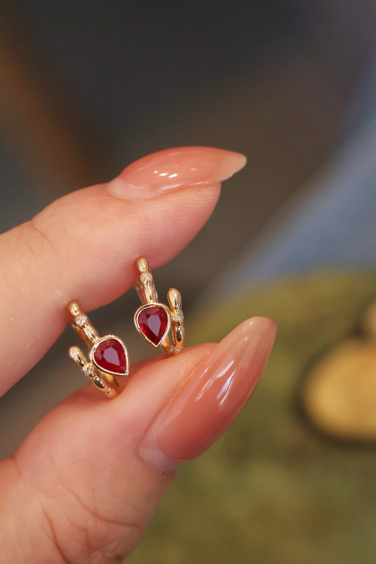 18K Natural Ruby Earrings - 5