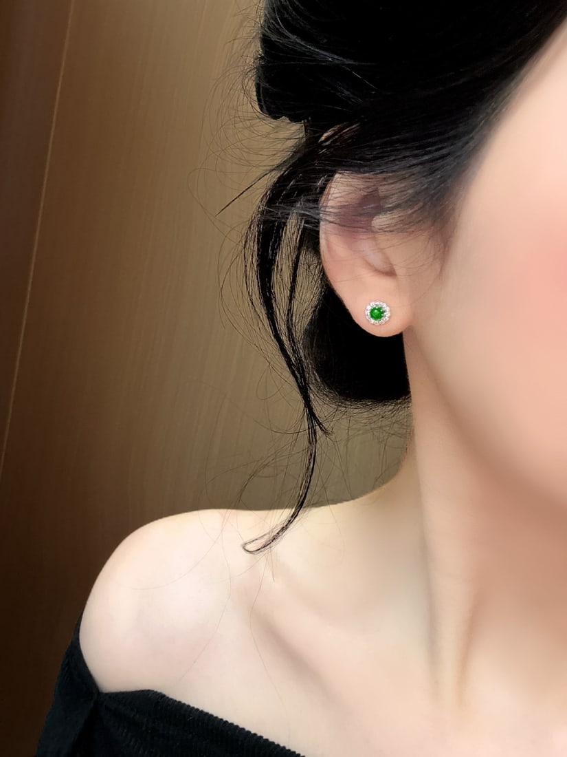 18K Natural Emerald Earrings - 3