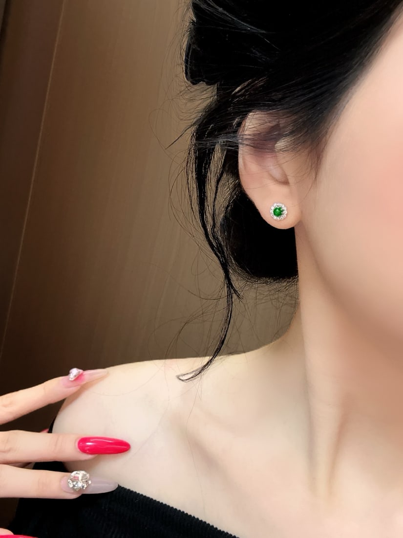 18K Natural Emerald Earrings - 4
