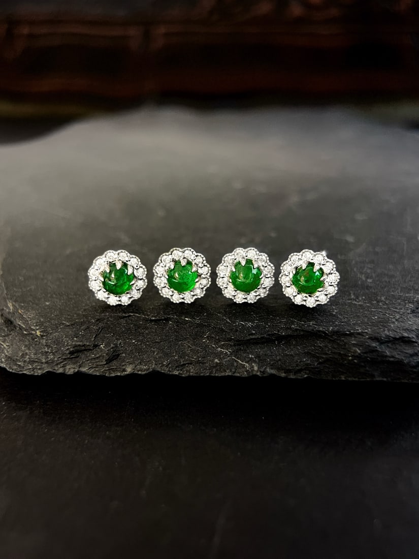18K Natural Emerald Earrings - 5