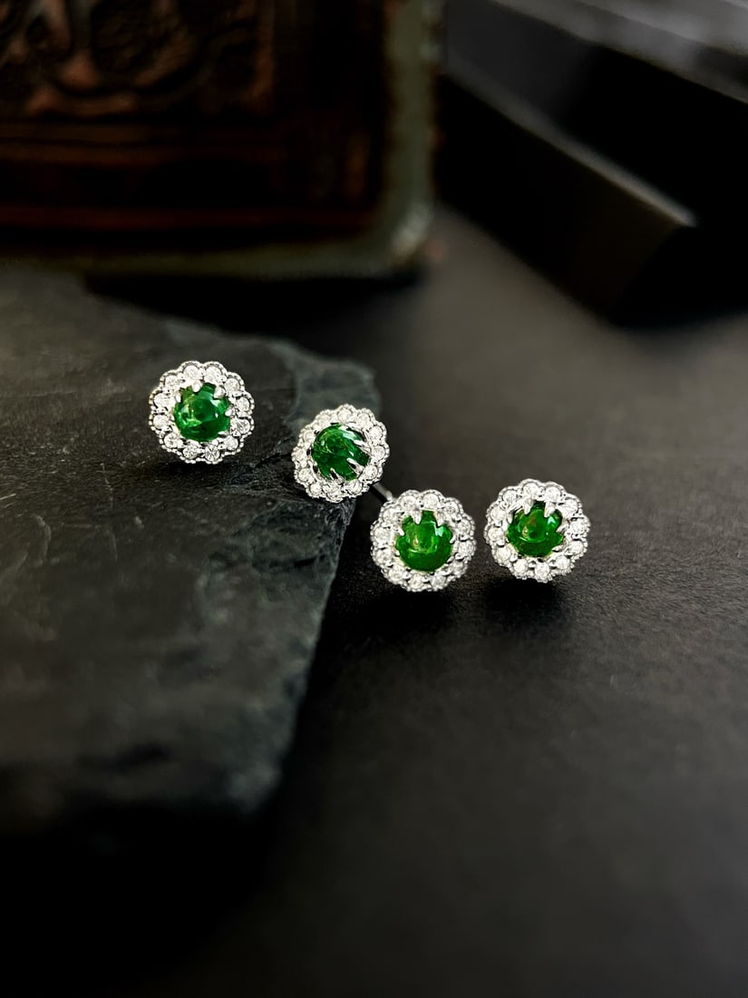 18K Natural Emerald Earrings - 6