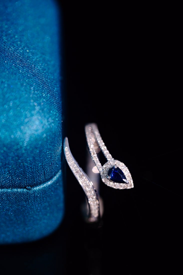18K Natural Sapphire Snake Ring - 2