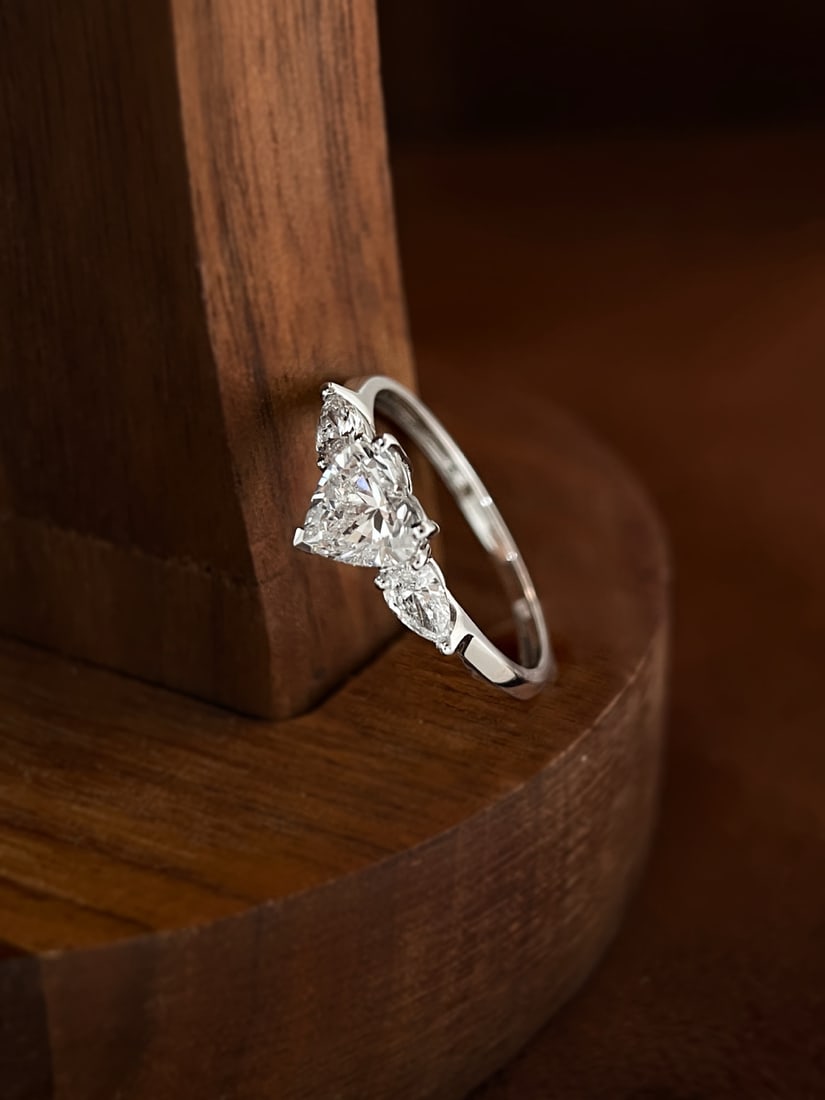 18K Cultivated Diamond Natural Heart Ring - 2