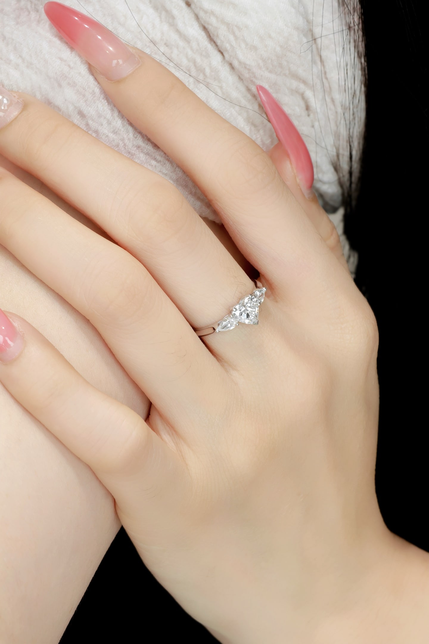 18K Cultivated Diamond Natural Heart Ring - 5