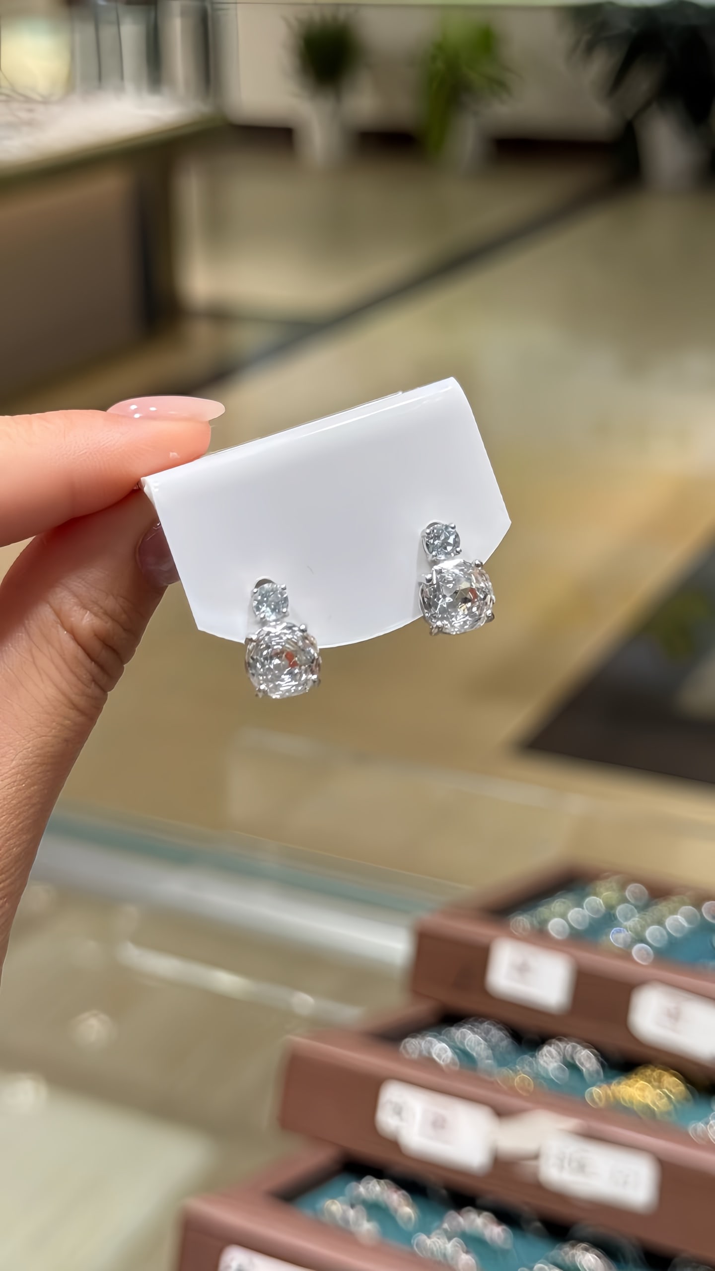 925 Silver Natural White Crystal Earrings: Title: 925 Silver Natural White Crystal Earrings Description: These earrings showcase a high-end feel with their minimalist and elegant design, while the rose cut of the white crystal adds a unique