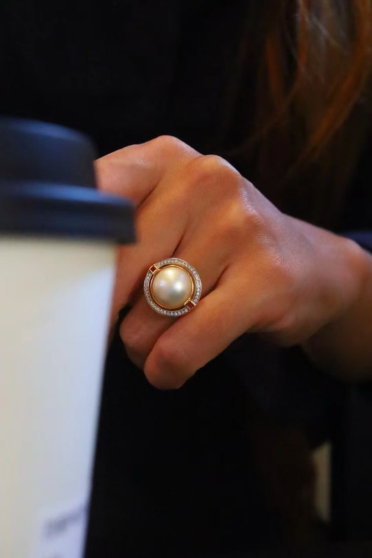 Natural Mabe Pearl Ring - 6