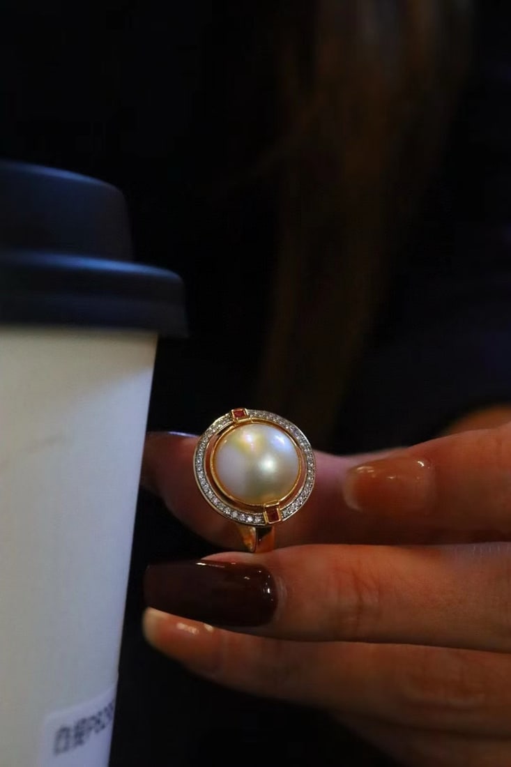 Natural Mabe Pearl Ring - 9