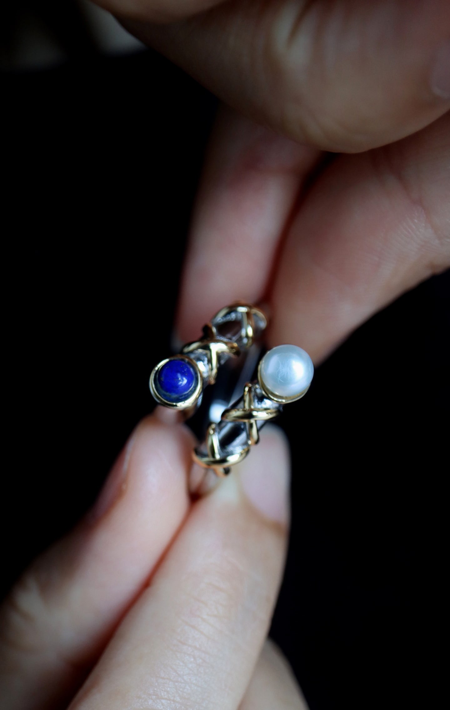 Lapis Lazuli Pearl Ring - 4