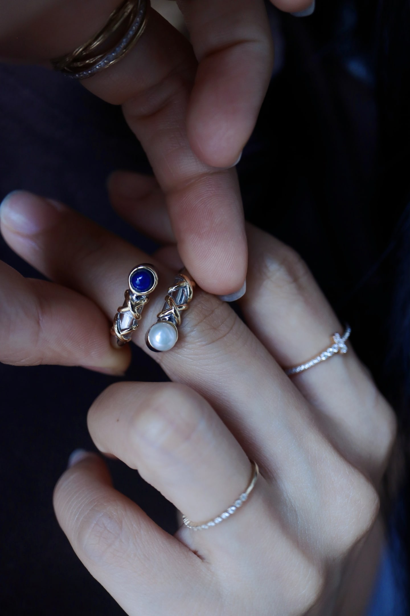 Lapis Lazuli Pearl Ring - 7