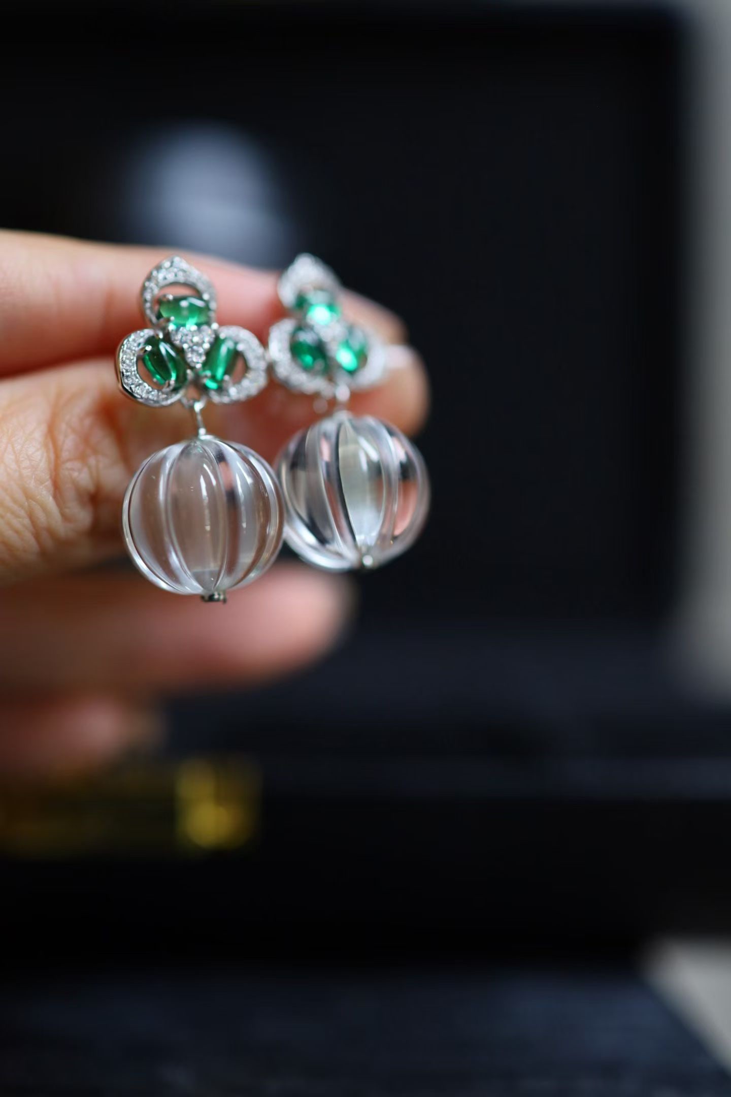 Natural White Crystal Bead Earrings - 3