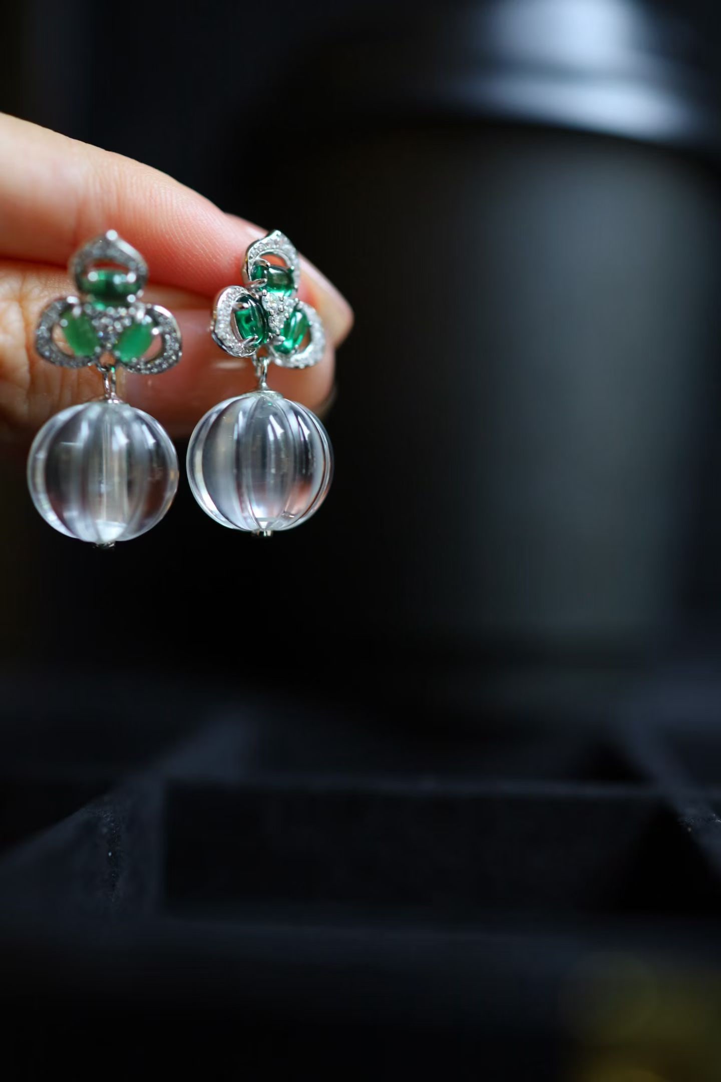 Natural White Crystal Bead Earrings - 4