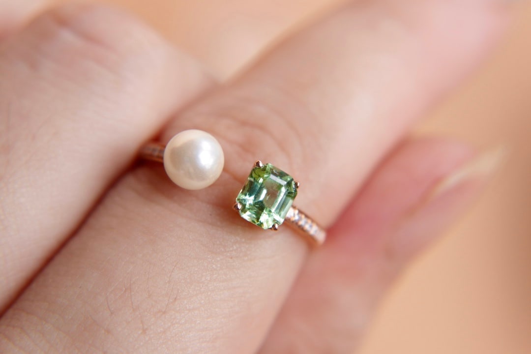 18K Gold Natural Afghan Green Tourmaline Ring - 4