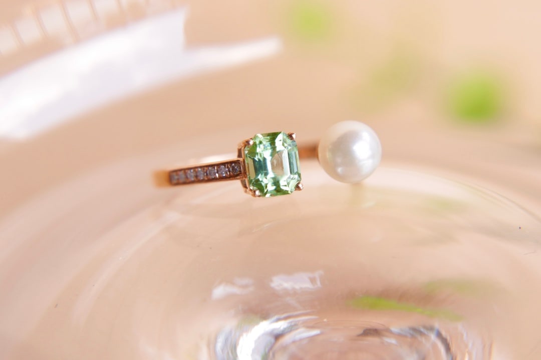 18K Gold Natural Afghan Green Tourmaline Ring - 6