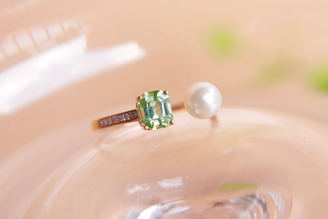 18K Gold Natural Afghan Green Tourmaline Ring - 9