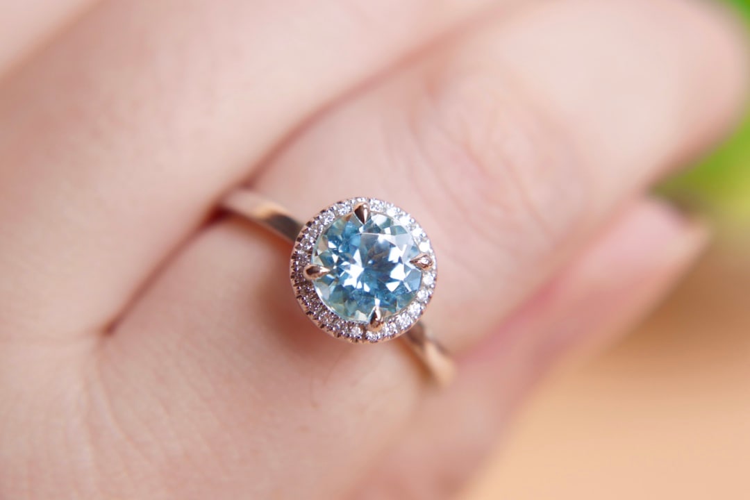 18K Gold Natural Aquamarine Ring - 6