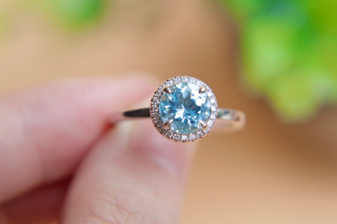18K Gold Natural Aquamarine Ring - 7