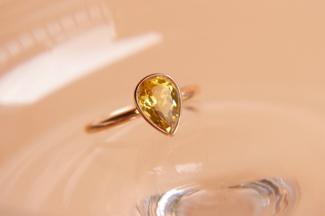 18K Gold Natural Yellow Aquamarine Ring - 4