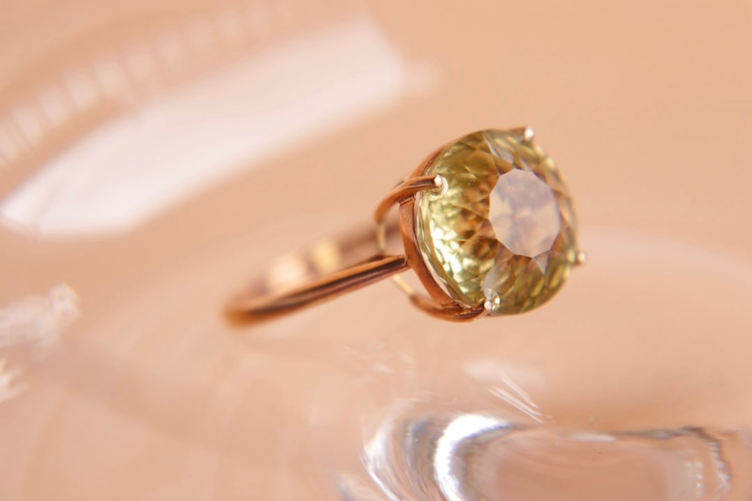 18K Gold Natural Lemon Quartz Ring - 10