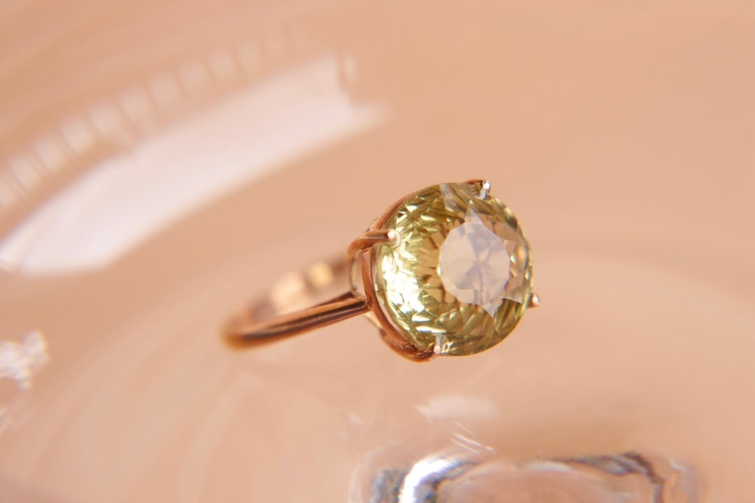 18K Gold Natural Lemon Quartz Ring - 3