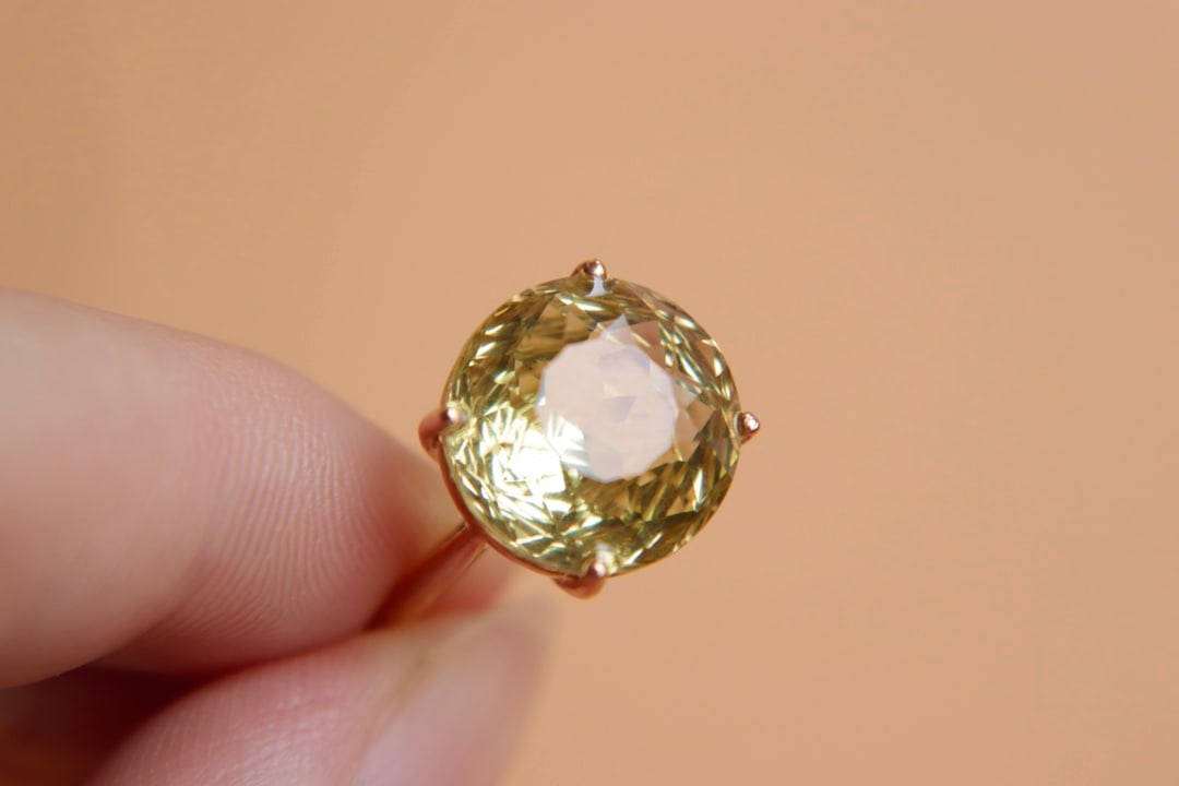 18K Gold Natural Lemon Quartz Ring - 4