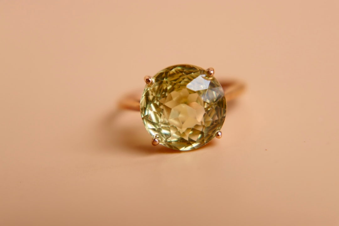 18K Gold Natural Lemon Quartz Ring - 5