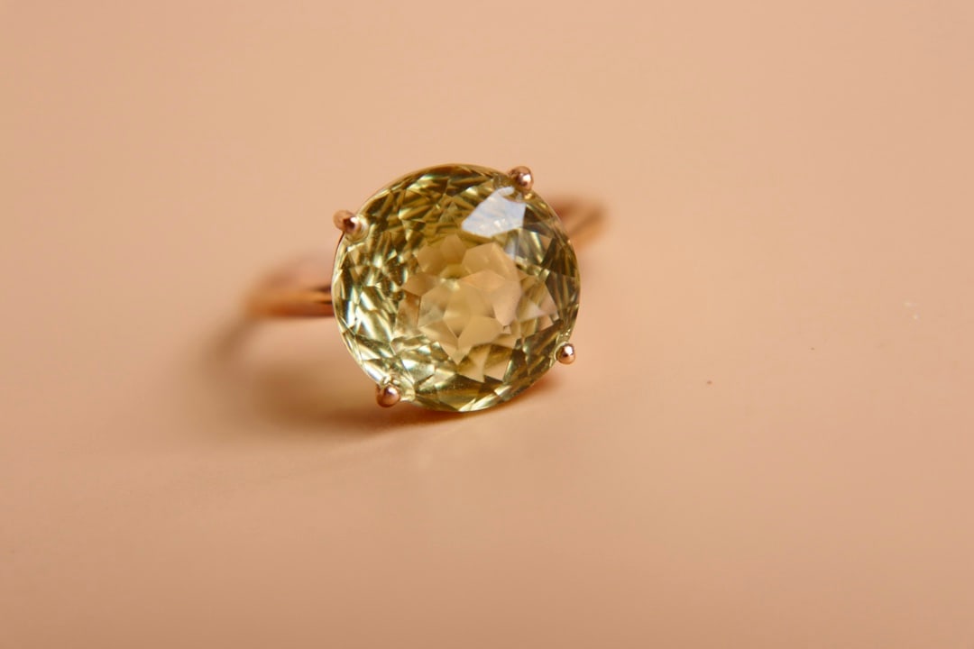 18K Gold Natural Lemon Quartz Ring - 6