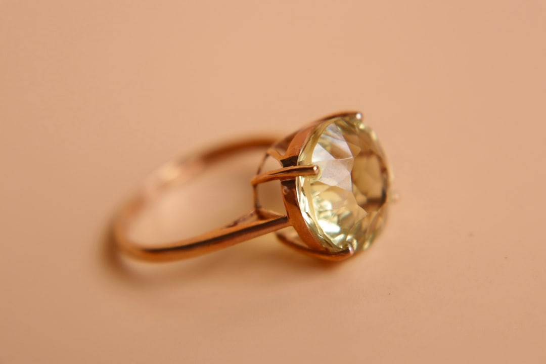 18K Gold Natural Lemon Quartz Ring - 7