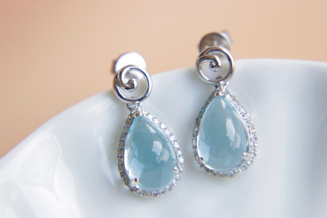 18K Gold Natural Topaz Earrings - 2