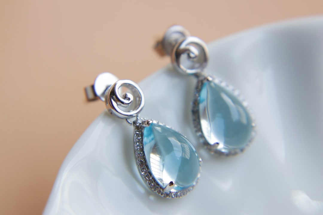 18K Gold Natural Topaz Earrings - 6
