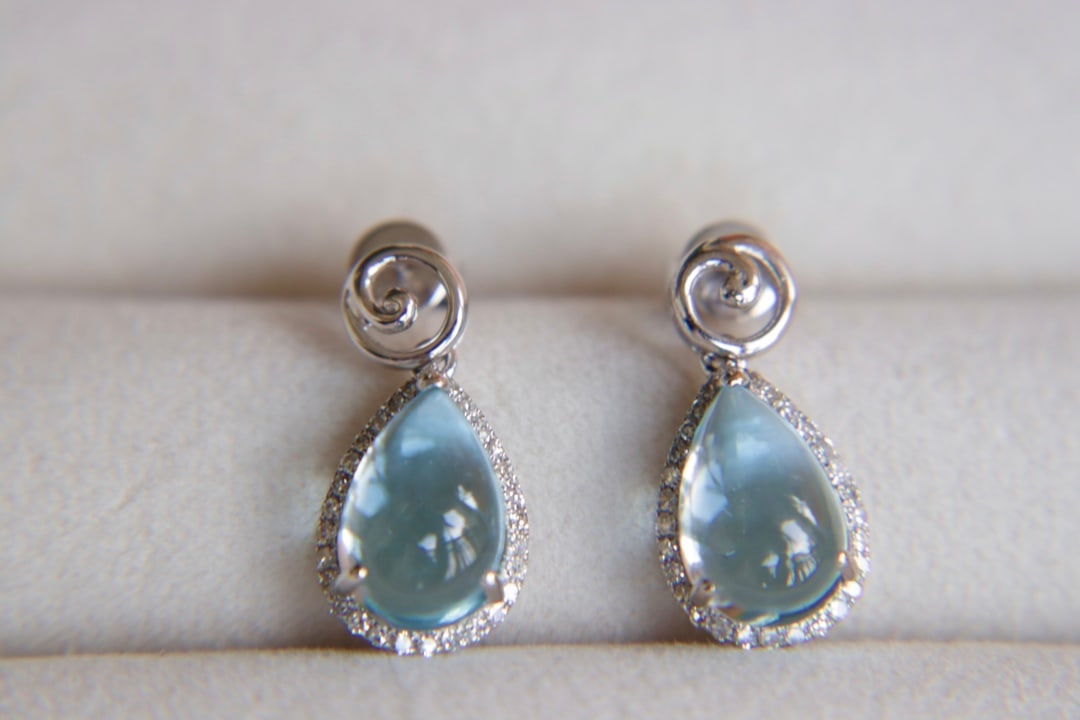 18K Gold Natural Topaz Earrings - 7