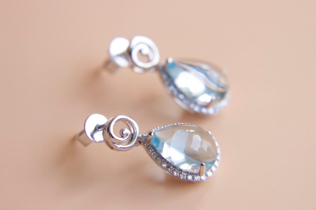 18K Gold Natural Topaz Earrings - 8