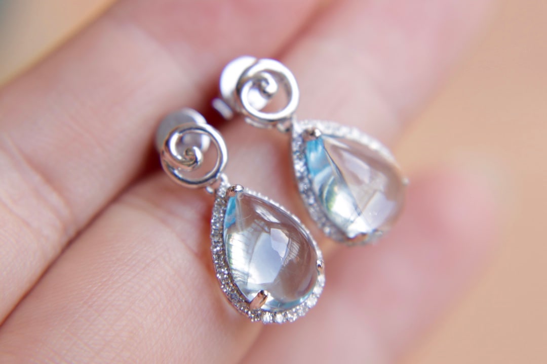 18K Gold Natural Topaz Earrings - 9