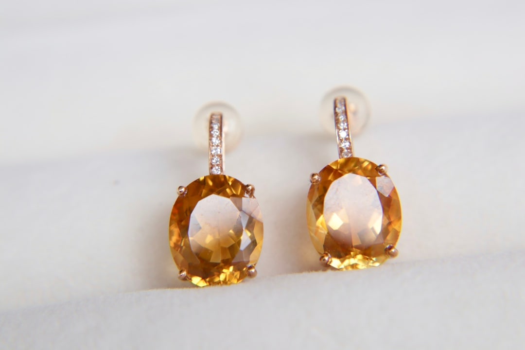 18K Gold Natural Citrine Earrings (1 of 9)