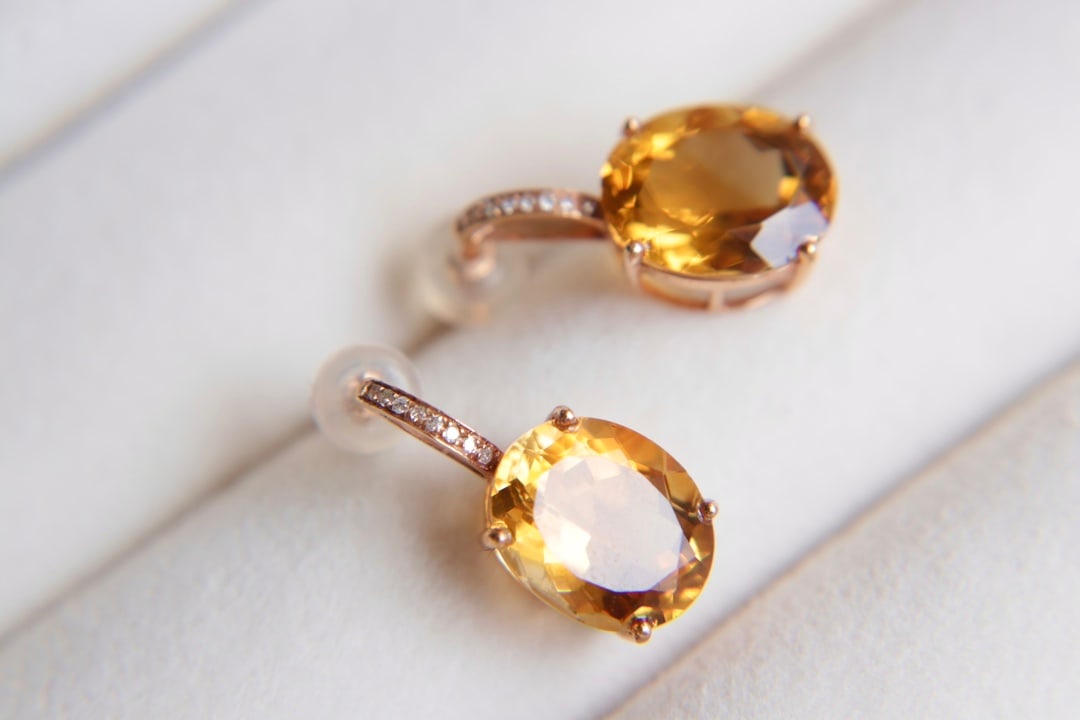 18K Gold Natural Citrine Earrings - 3