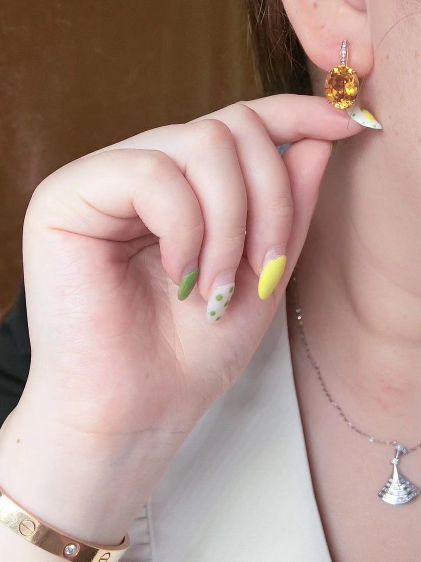 18K Gold Natural Citrine Earrings - 9