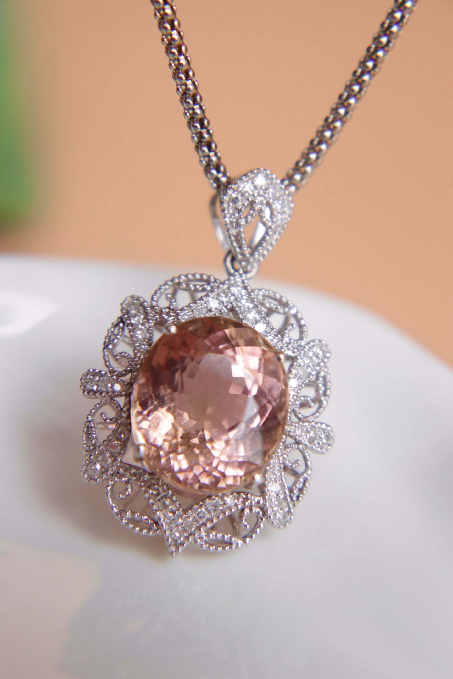 18K Gold Natural Yellow Tourmaline Pendant - 5