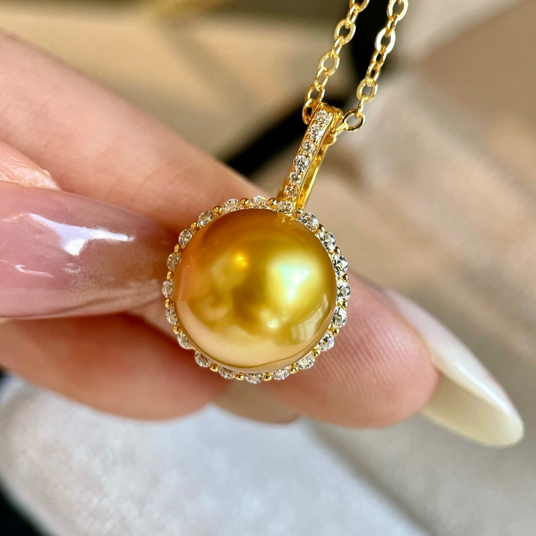 Sunflower Gold Pearl Pendant - 2