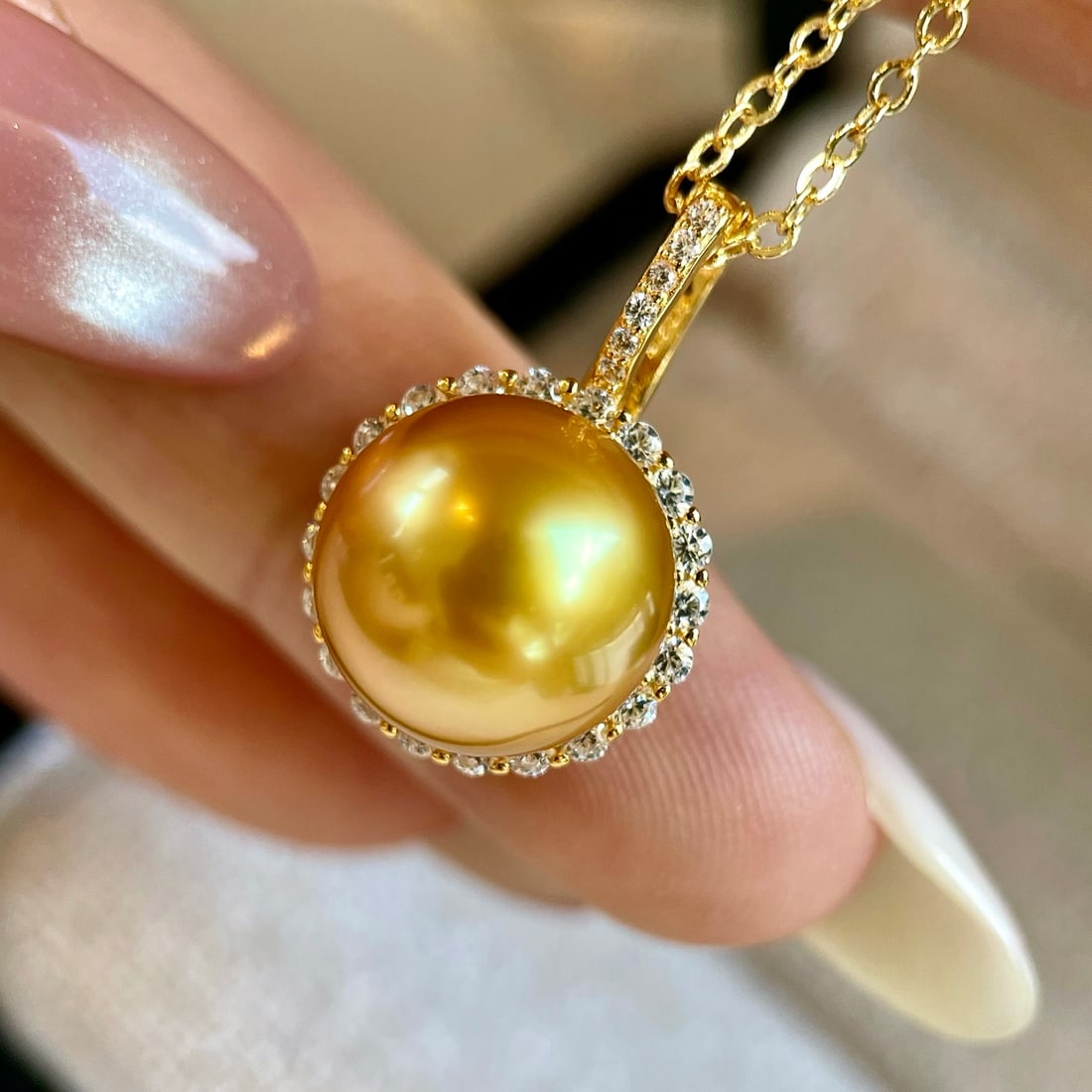 Sunflower Gold Pearl Pendant - 3