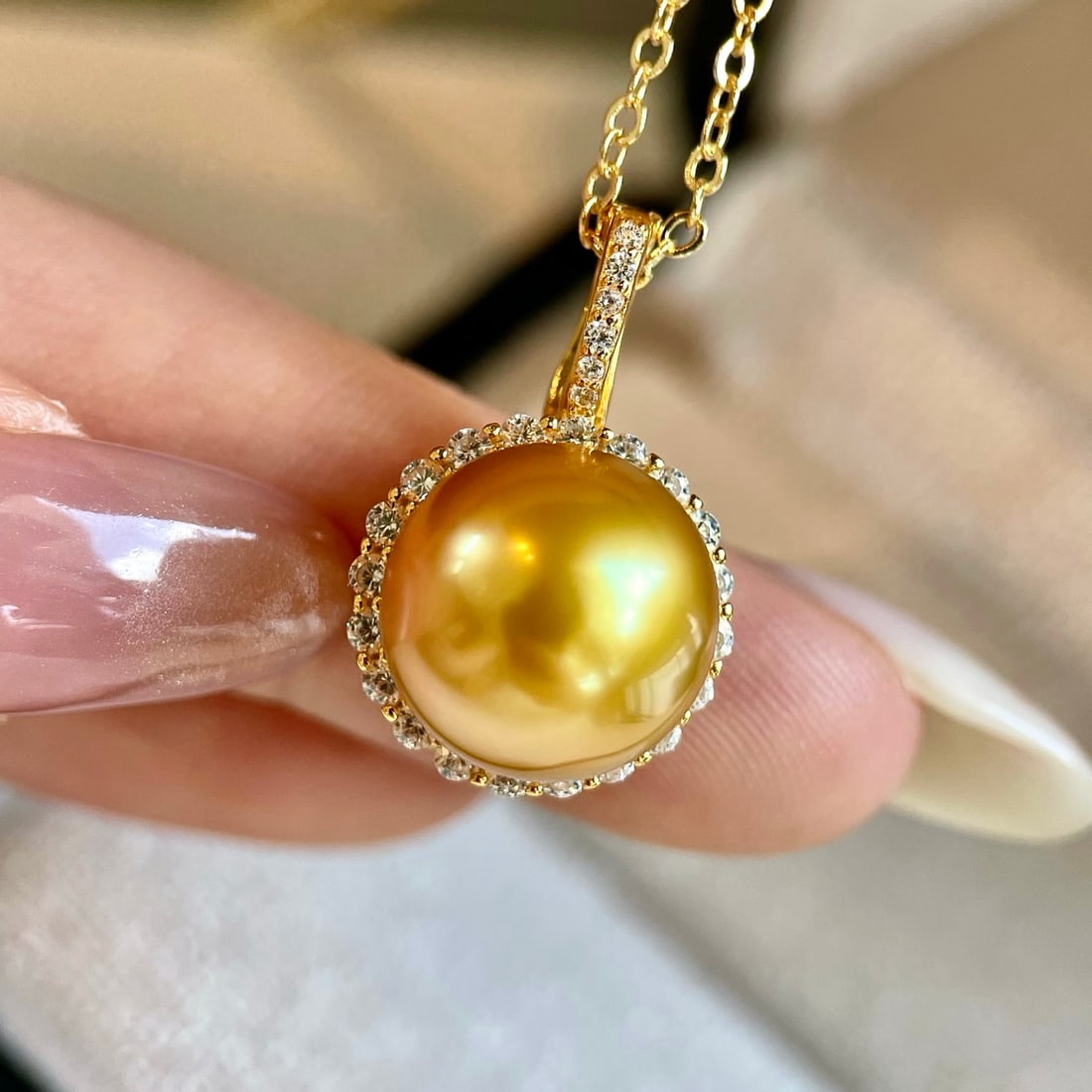 Sunflower Gold Pearl Pendant - 4