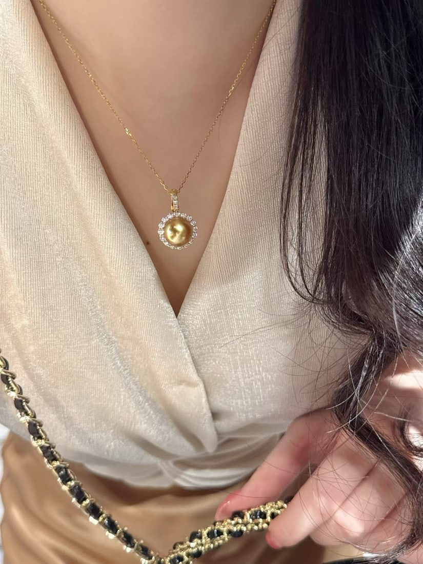 Sunflower Gold Pearl Pendant - 6