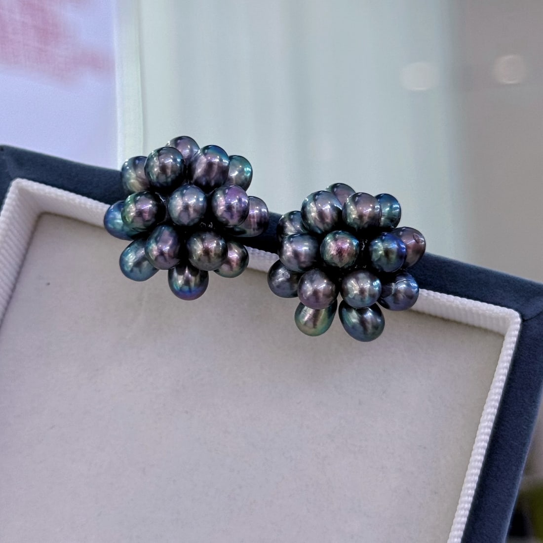 Natural Black Pearl Earrings - 2